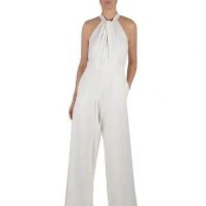Julia Jordan Halter Twisted High Neck Jumpsuit in Ivory - NEW - Size 12